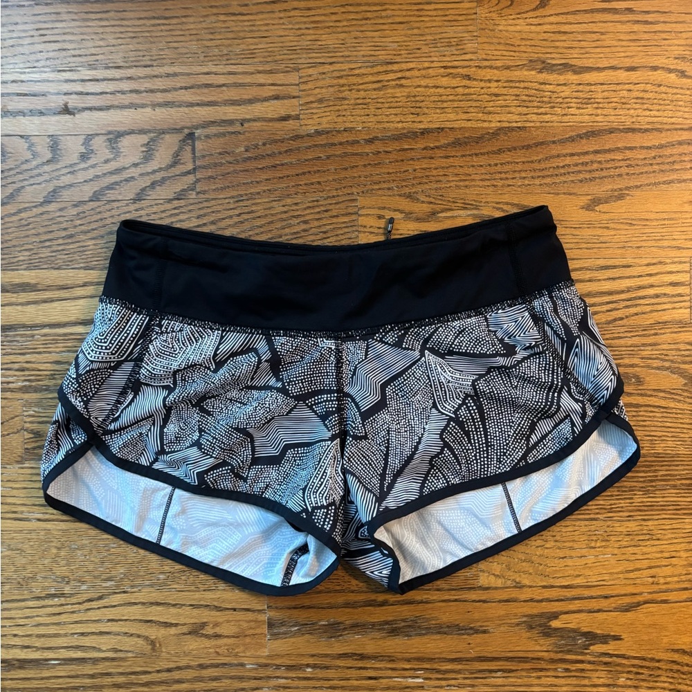 lululemon athletica Black and Patterned Women's Athletic Shorts